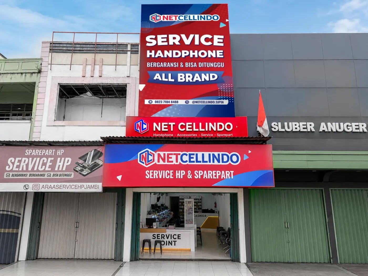 Toko NET CELLINDO JAMBI SIPIN — servis HP di Jambi Sipin, Sebelah dealer Kawasaki