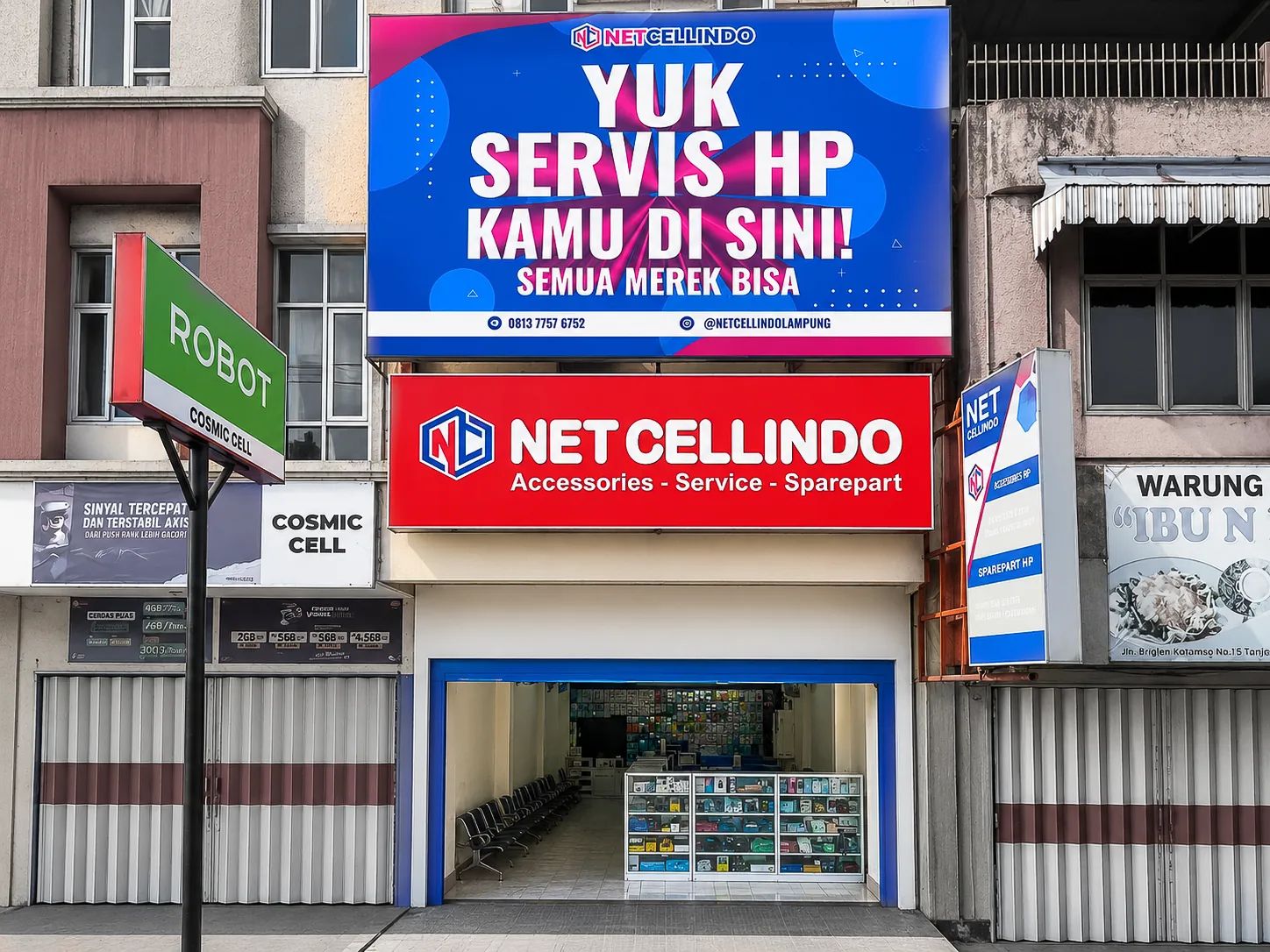 Toko NET CELLINDO LAMPUNG — servis HP di Lampung, Depan / seberang Mall Simpur Center
