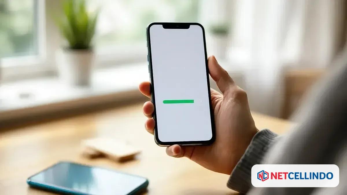 Seseorang mempersiapkan HP untuk servis, backup data dan checklist persiapan